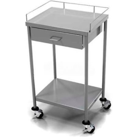AERO AERO Stainless Steel Anesthesia Utility Table with 1 Drawer & Flat Top Shelf CSD-1-1620